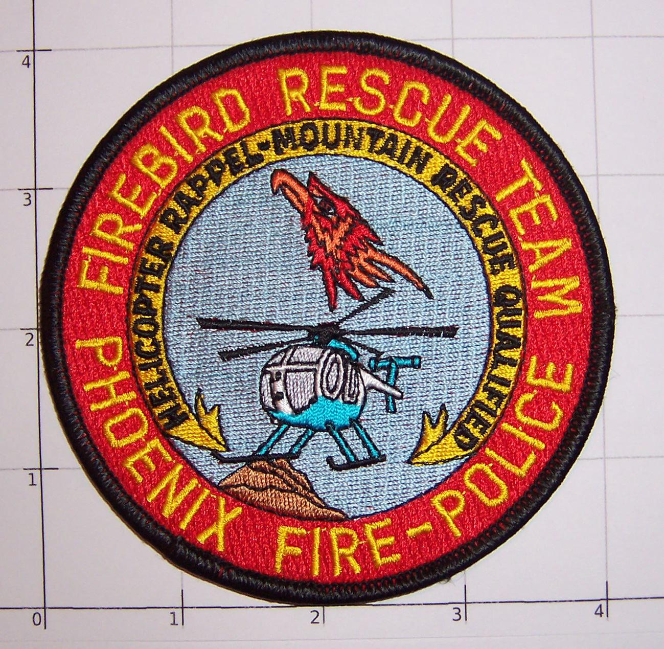 Phoenix Fire-Police Firebird Rescue Team Patch Helicopter Rappel ...