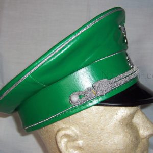 German SS Officers Cap Green Leather WW2 Nazi